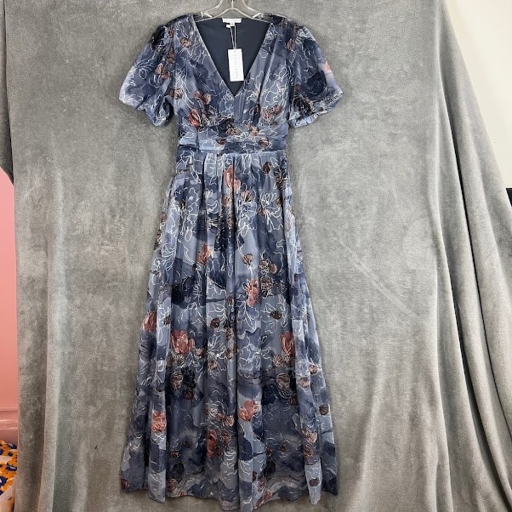 NWT Baltic Born Ardley Maxi Dress Womens M Layered Tulle Floral Wedding Guest